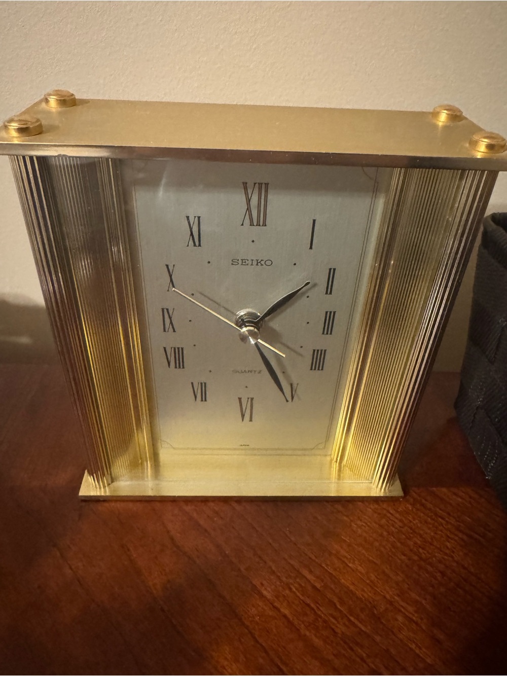 Seiko Gold and Silver Rectangular Mantel Clock